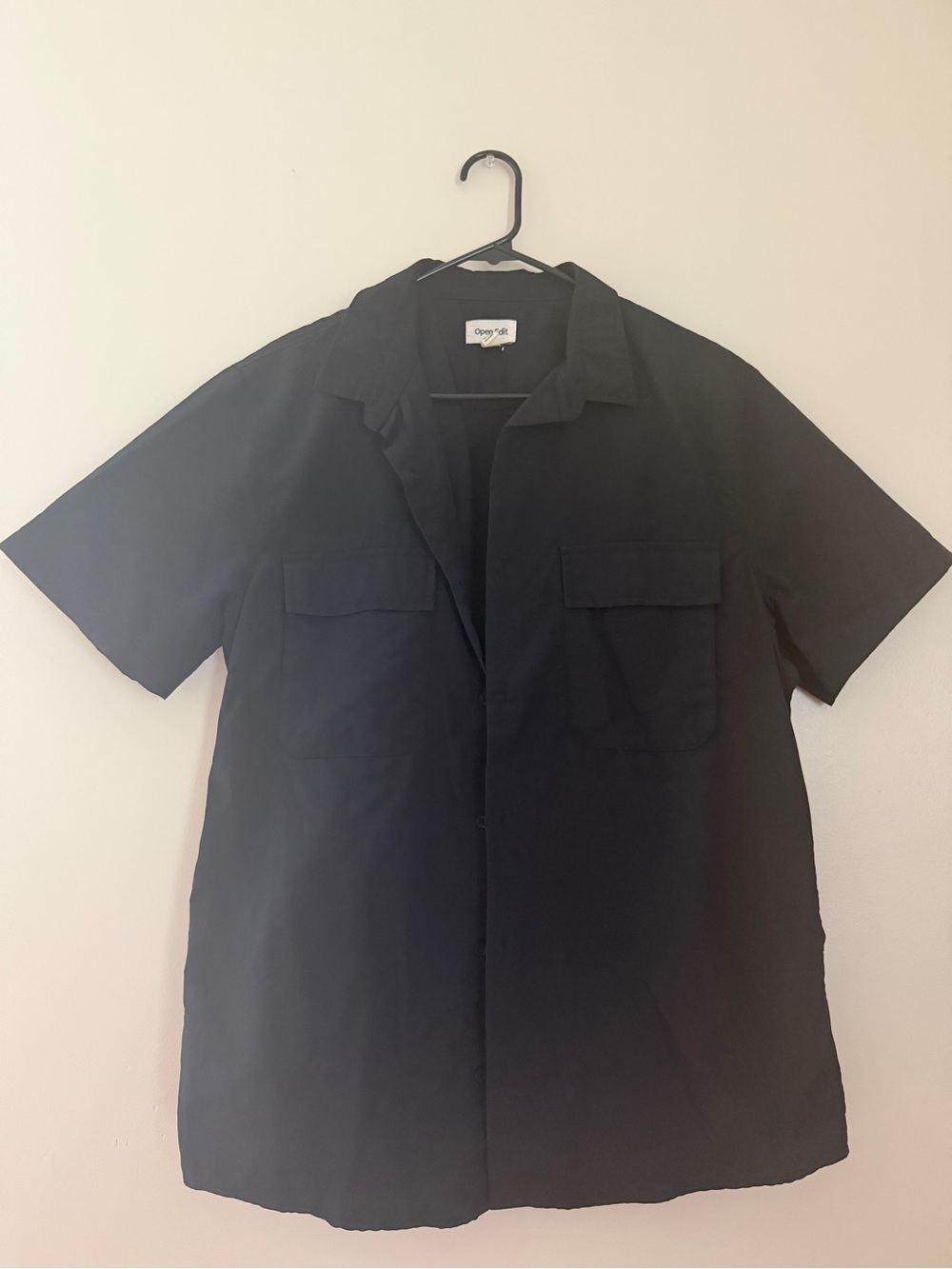 Open Edit Men's Black Short-Sleeve Lightweight Utility Shirt